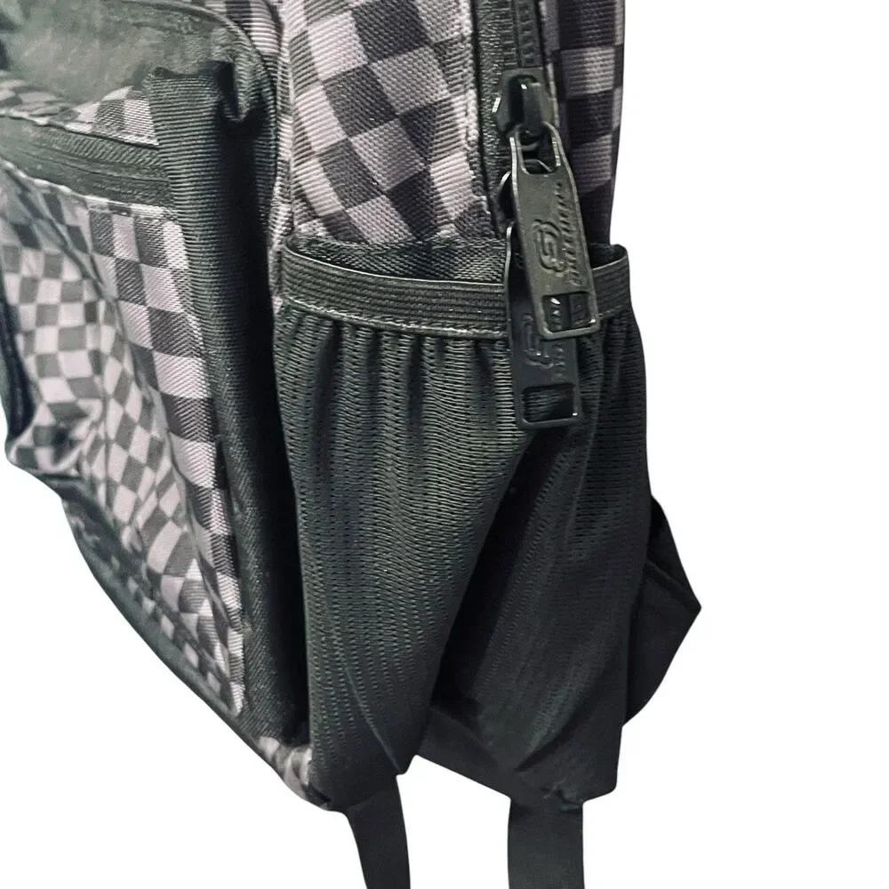 Skechers Kids Backpack 16” Black Gray Checkered Checker Checks